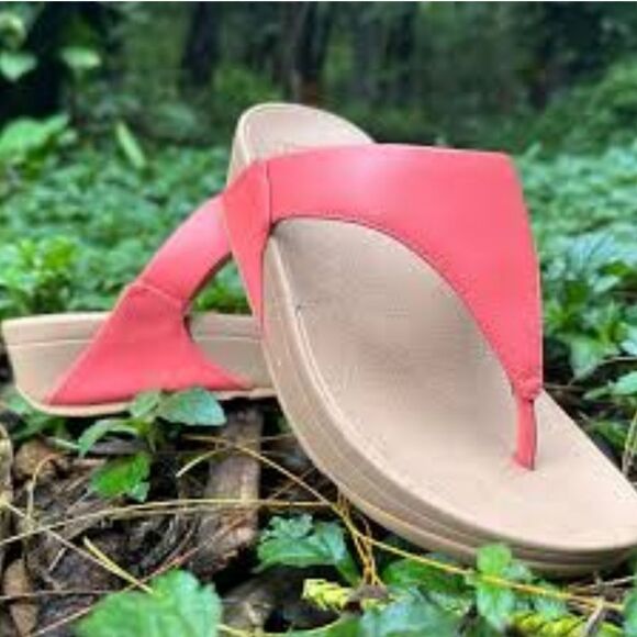 FitFlop Lulu Rosy Coral Flip Flop Thong Slide Wedge Beach Vacation Summer Sandal - Picture 8 of 8